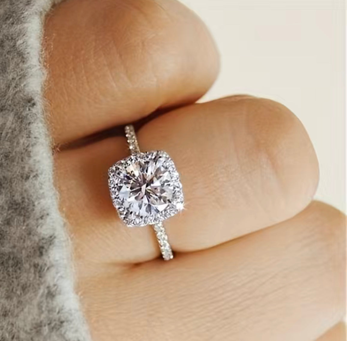 Zircon Square Diamond Ring