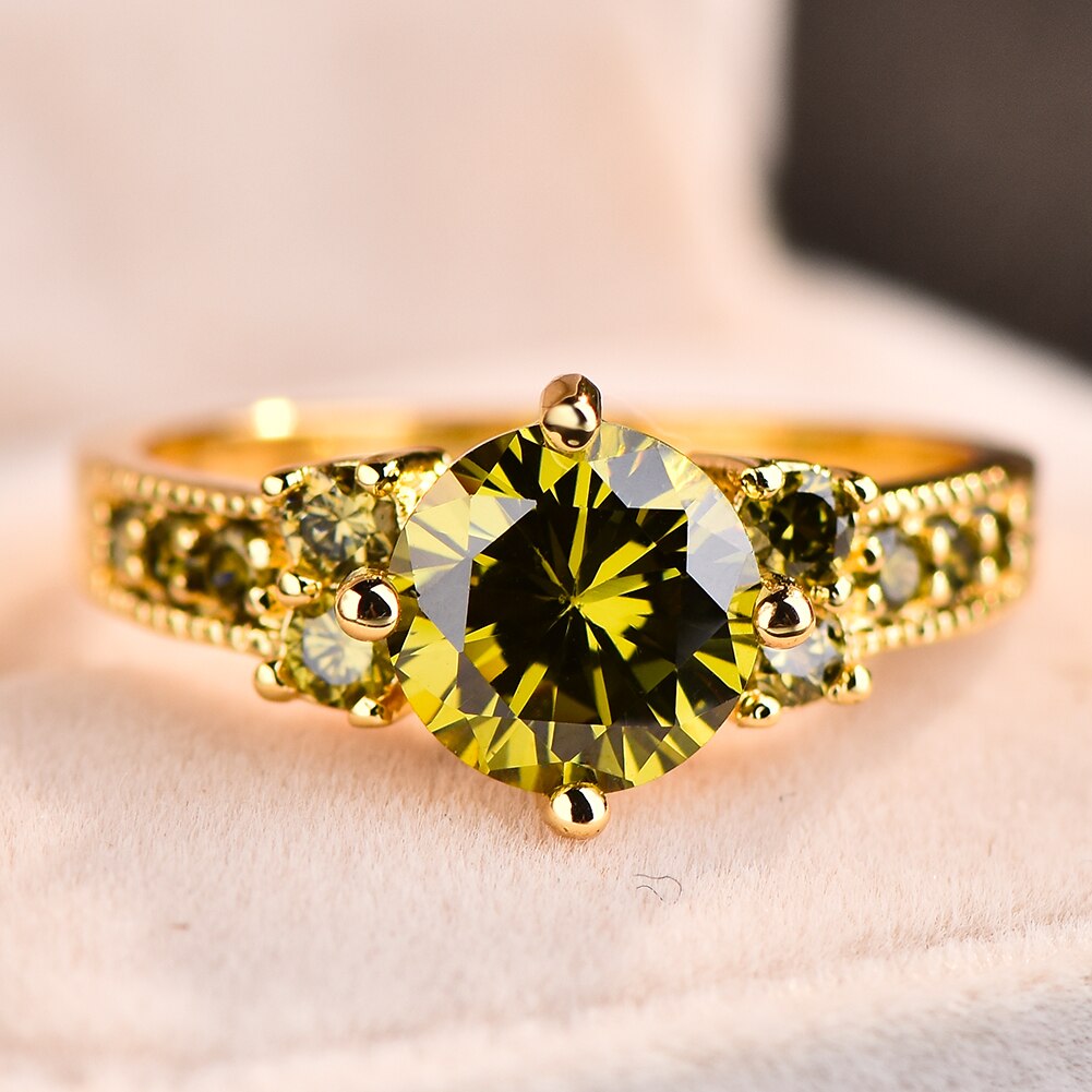 Olive Green Diamond Ring